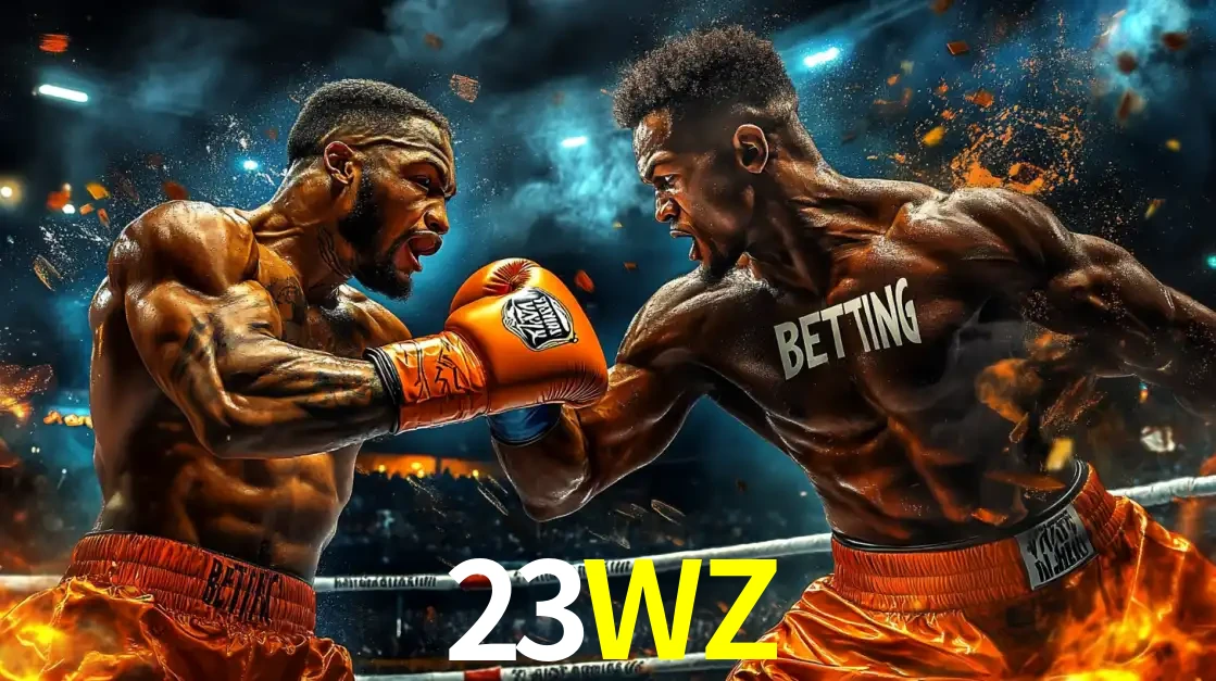 Dois boxeadores em uma luta intensa e explosiva, representando a adrenalina e as oportunidades de apostas em esportes de combate disponíveis na plataforma 23WZ.