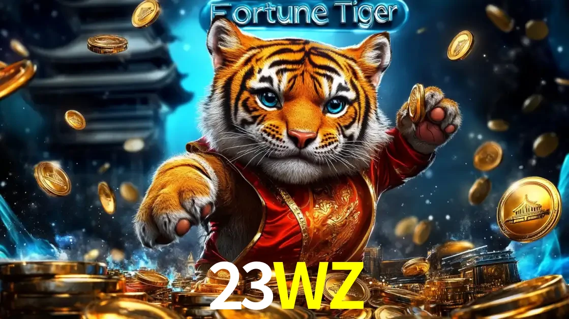 Imagem promocional do jogo de slot Fortune Tiger, com um tigre majestoso em traje tradicional cercado por uma fortuna em moedas de ouro, disponível agora no cassino 23WZ.